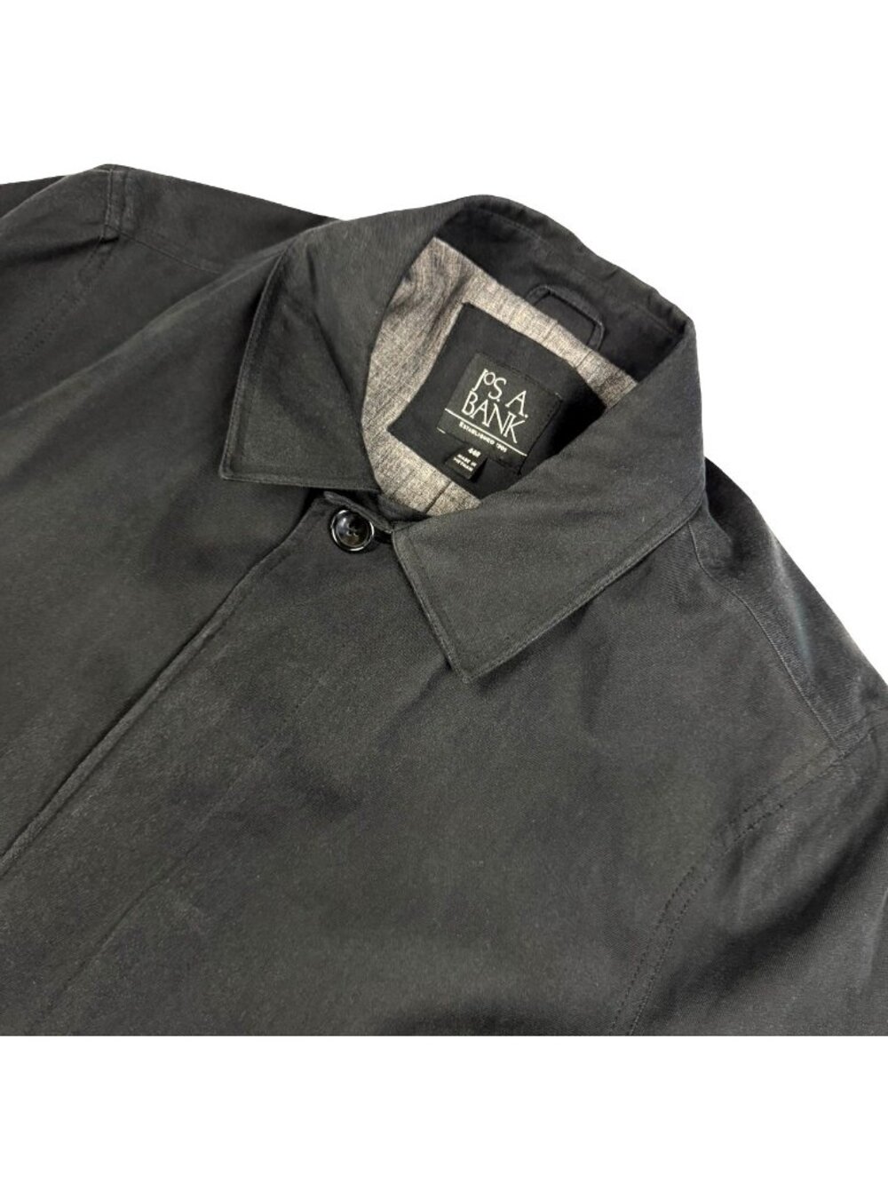 Jos A Bank Men’s Polyester Blend Hidden Button Trench Overcoat Gray • 44R